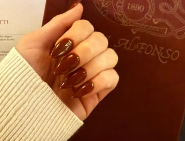 Manicure em tom marrom elegante